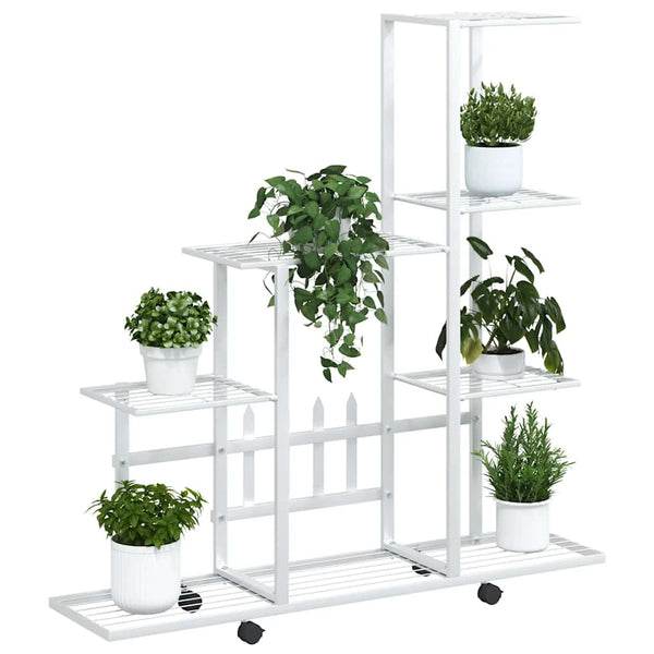 Blumenständer auf Rollen, Weiß