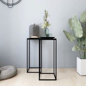vidaXL Side Tables 2 pcs. Black Steel