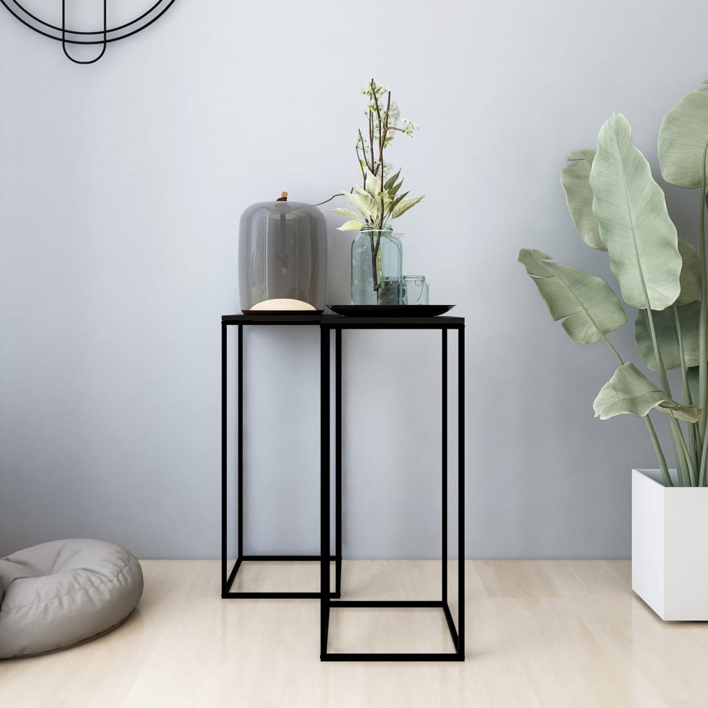 vidaXL Side Tables 2 pcs. Black Steel