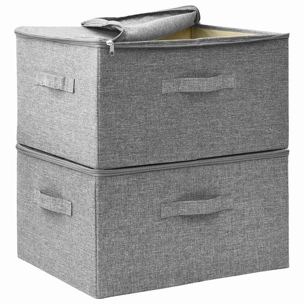 vidaXL Storage Boxes 2 pcs Fabric 43x34x23 cm Grey