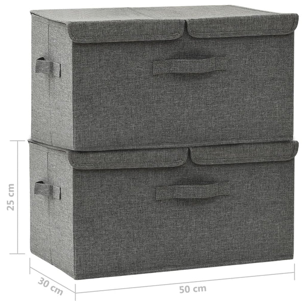 Aufbewahrungsboxen Stoff Anthrazit 2er-Set 50x30x25cm