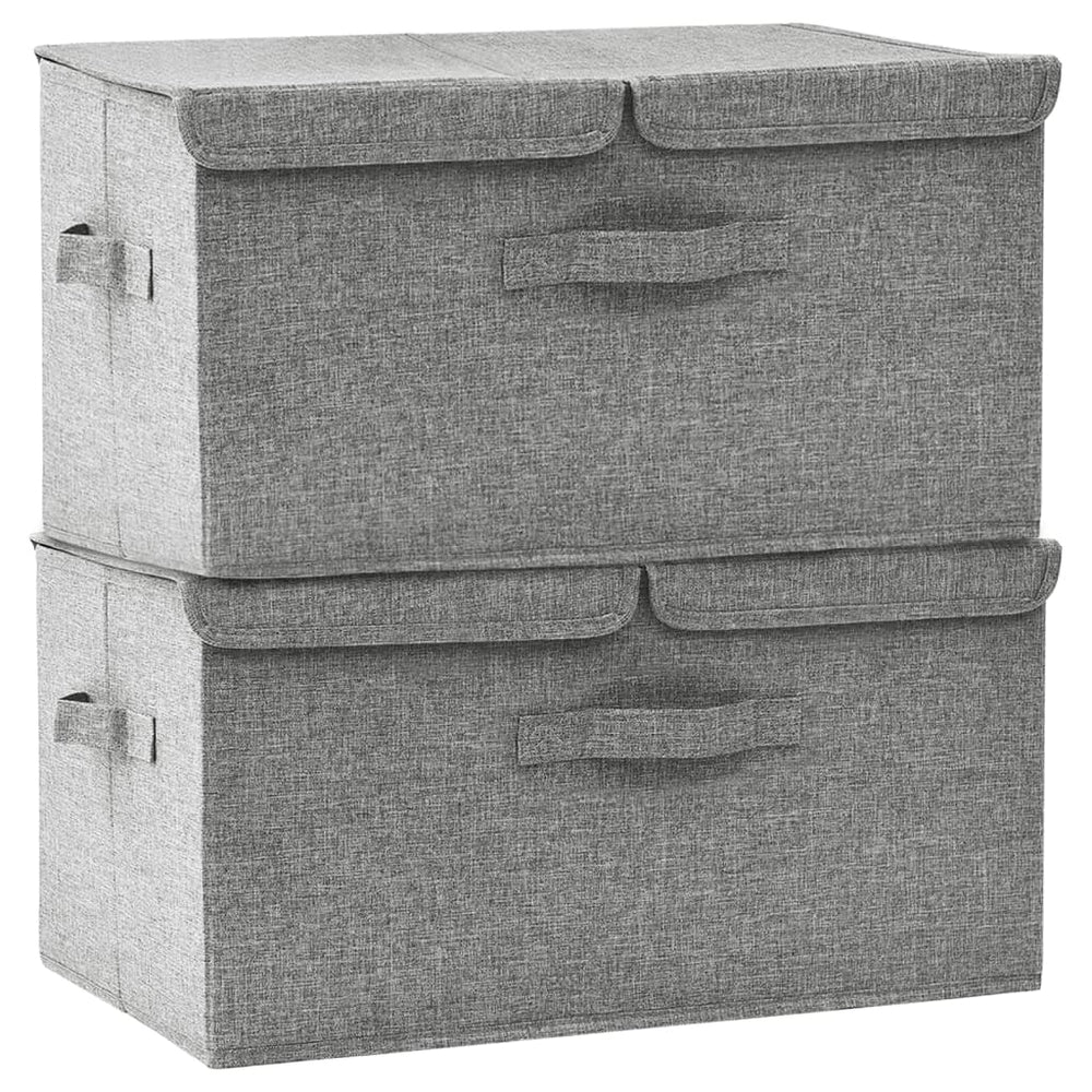 Aufbewahrungsboxen Stoff Grau 2er-Set 50x30x25 cm