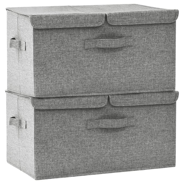 Aufbewahrungsboxen Stoff Grau 2er-Set 50x30x25 cm