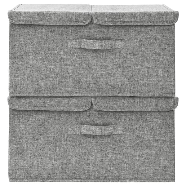 Aufbewahrungsboxen Stoff Grau 2er-Set 50x30x25 cm