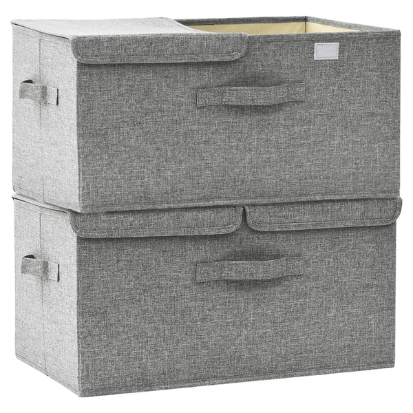 Aufbewahrungsboxen Stoff Grau 2er-Set 50x30x25 cm