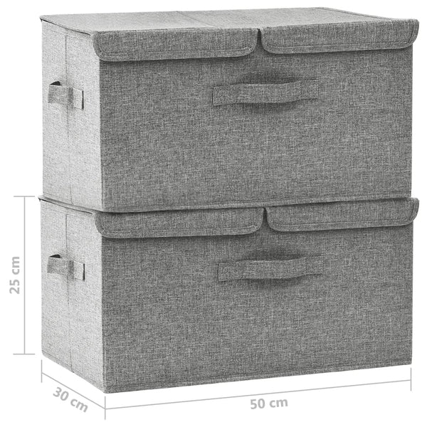 Aufbewahrungsboxen Stoff Grau 2er-Set 50x30x25 cm