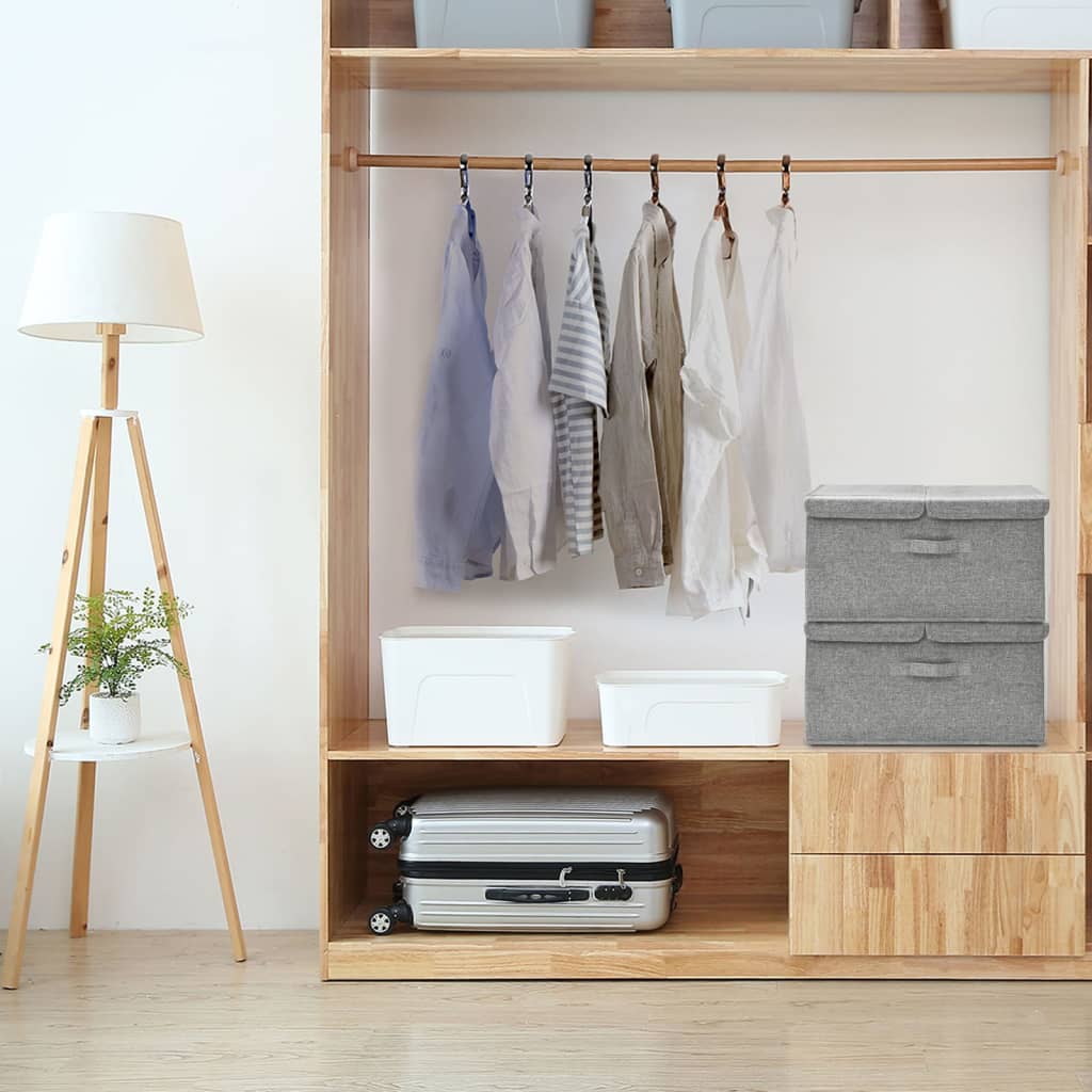 Aufbewahrungsboxen Stoff Grau 2er-Set 50x30x25 cm