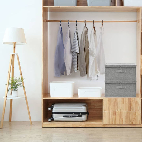 Aufbewahrungsboxen Stoff Grau 2er-Set 50x30x25 cm