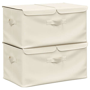 Aufbewahrungsboxen Stoff Creme 2er-Set 50x30x25cm