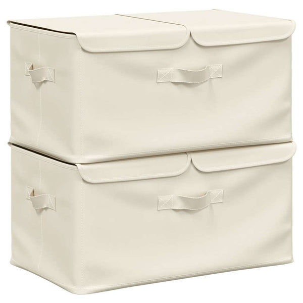 Aufbewahrungsboxen Stoff Creme 2er-Set 50x30x25cm