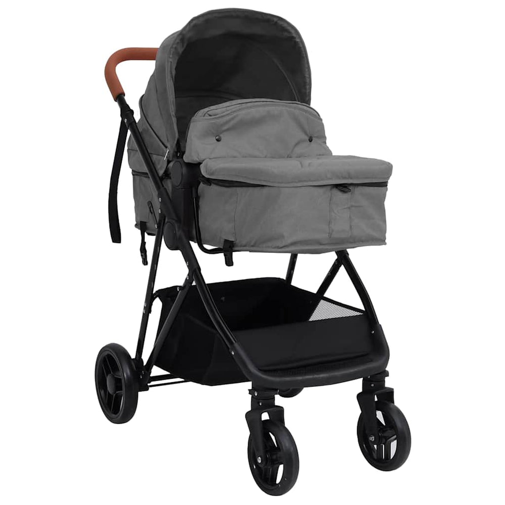 vidaXL 3-in-1 Stroller Light Grey and Black Steel