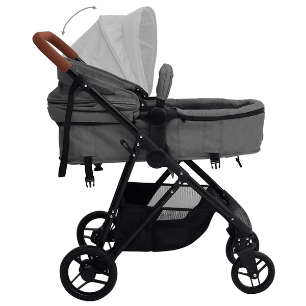 vidaXL 3-in-1 Stroller Light Grey and Black Steel