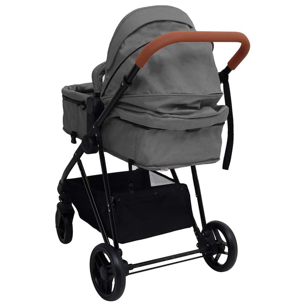 vidaXL 3-in-1 Stroller Light Grey and Black Steel