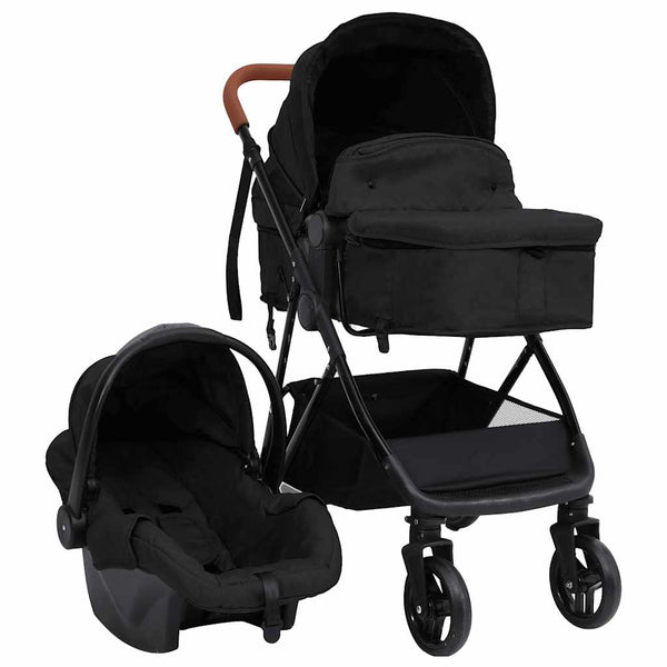 vidaXL 3-in-1 Baby Stroller Anthracite and Black Steel