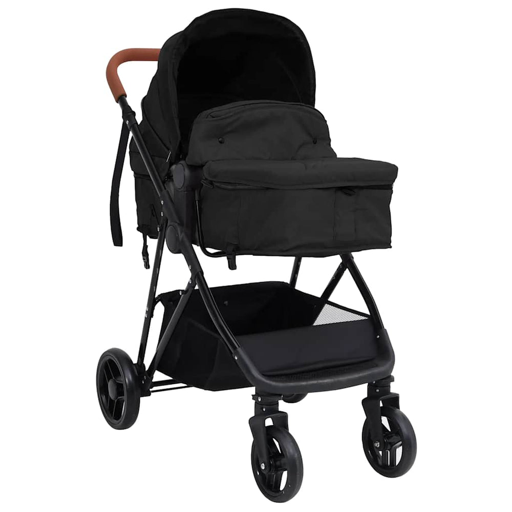 vidaXL 3-in-1 Baby Stroller Anthracite and Black Steel