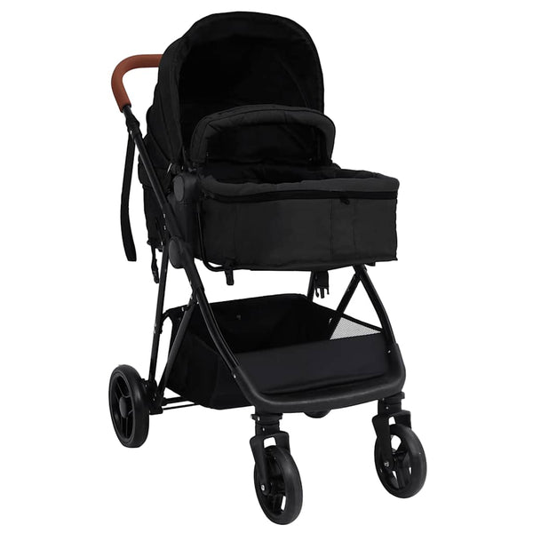 vidaXL 3-in-1 Baby Stroller Anthracite and Black Steel