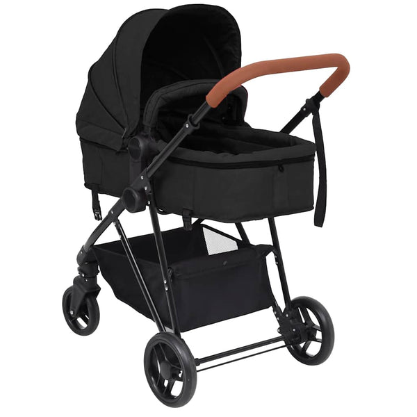 vidaXL 3-in-1 Baby Stroller Anthracite and Black Steel