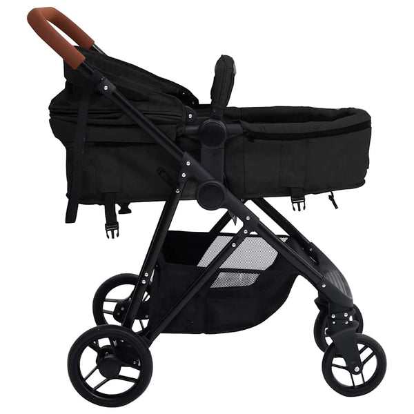vidaXL 3-in-1 Baby Stroller Anthracite and Black Steel