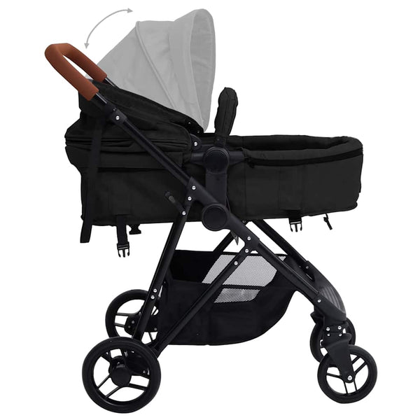 vidaXL 3-in-1 Baby Stroller Anthracite and Black Steel