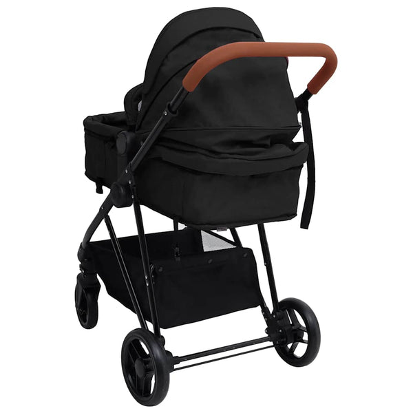 vidaXL 3-in-1 Baby Stroller Anthracite and Black Steel