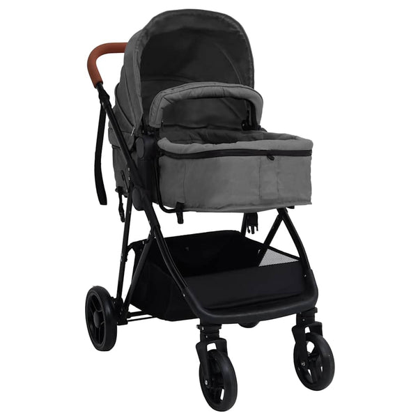 vidaXL 2-in-1 Baby Stroller Light Gray and Black Steel