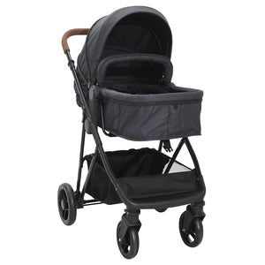 vidaXL 2-in-1 Stroller Anthracite and Black Steel