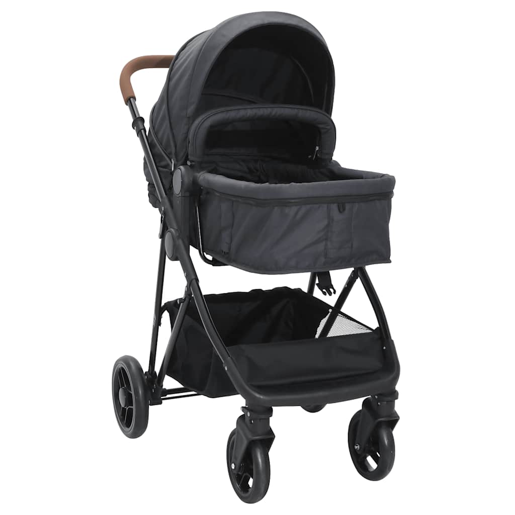 vidaXL 2-in-1 Stroller Anthracite and Black Steel