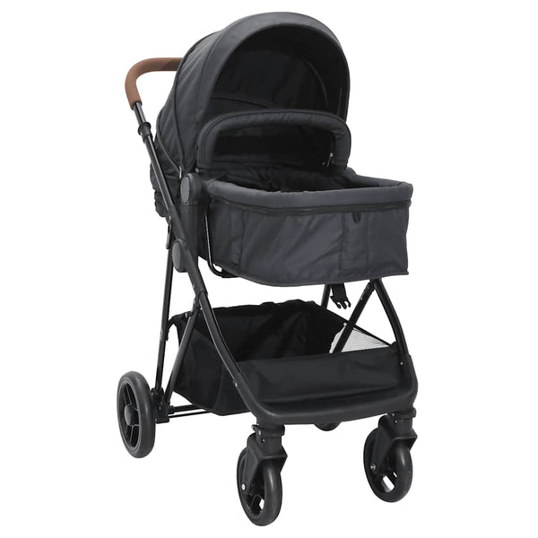 vidaXL 2-in-1 Stroller Anthracite and Black Steel