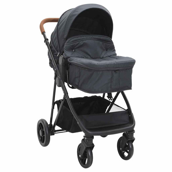 vidaXL 2-in-1 Stroller Anthracite and Black Steel