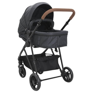 vidaXL 2-in-1 Stroller Anthracite and Black Steel