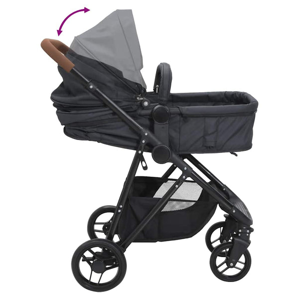 vidaXL 2-in-1 Stroller Anthracite and Black Steel