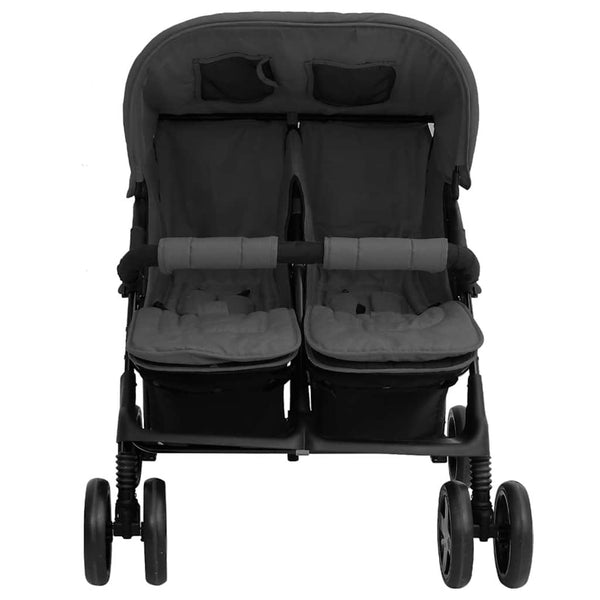 vidaXL Twin Stroller Dark Grey Steel