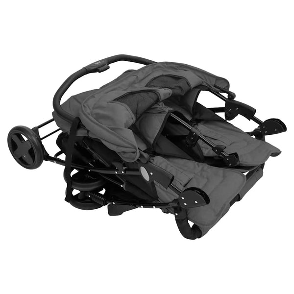 vidaXL Twin Stroller Dark Grey Steel