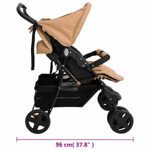 vidaXL Twin Stroller Taupe Steel