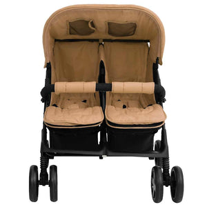 vidaXL Twin Stroller Taupe Steel