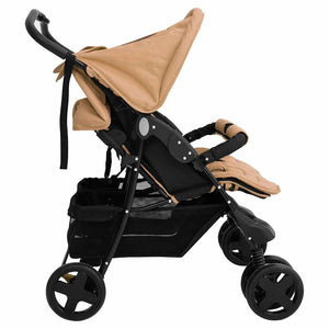 vidaXL Twin Stroller Taupe Steel