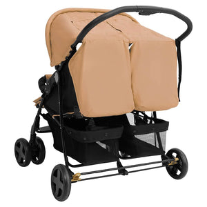 vidaXL Twin Stroller Taupe Steel