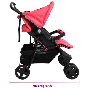 vidaXL Twin Stroller Red Steel