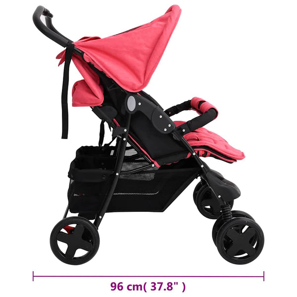 vidaXL Twin Stroller Red Steel