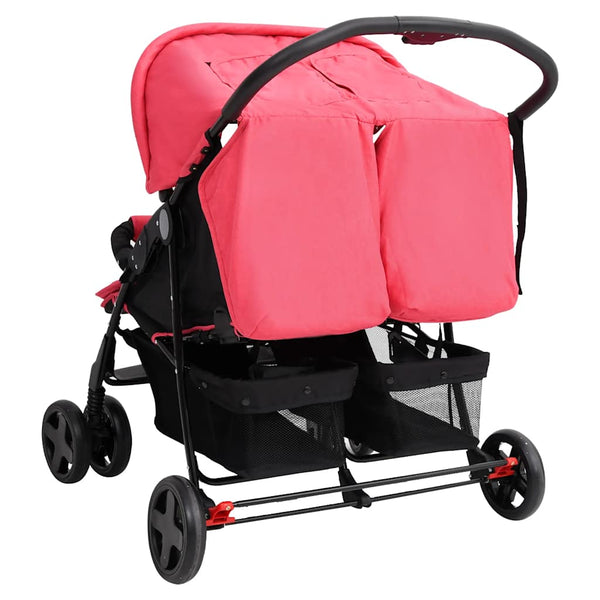 vidaXL Twin Stroller Red Steel