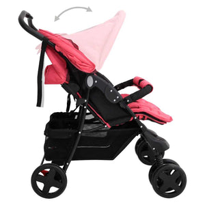 vidaXL Twin Stroller Red Steel
