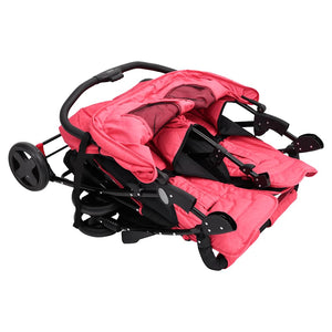 vidaXL Twin Stroller Red Steel