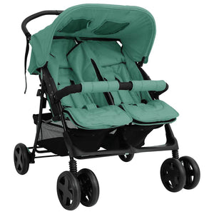 vidaXL Twin Stroller Green Steel