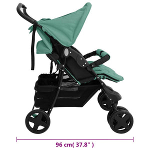 vidaXL Twin Stroller Green Steel