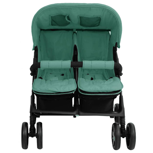 vidaXL Twin Stroller Green Steel