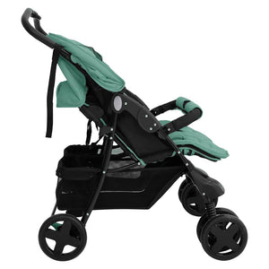 vidaXL Twin Stroller Green Steel