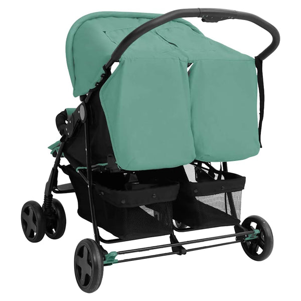 vidaXL Twin Stroller Green Steel