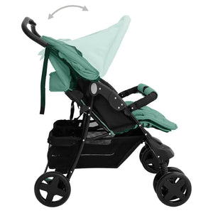 vidaXL Twin Stroller Green Steel