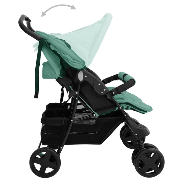 vidaXL Twin Stroller Green Steel