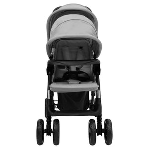 vidaXL Tandem Twin Stroller Light Grey Steel